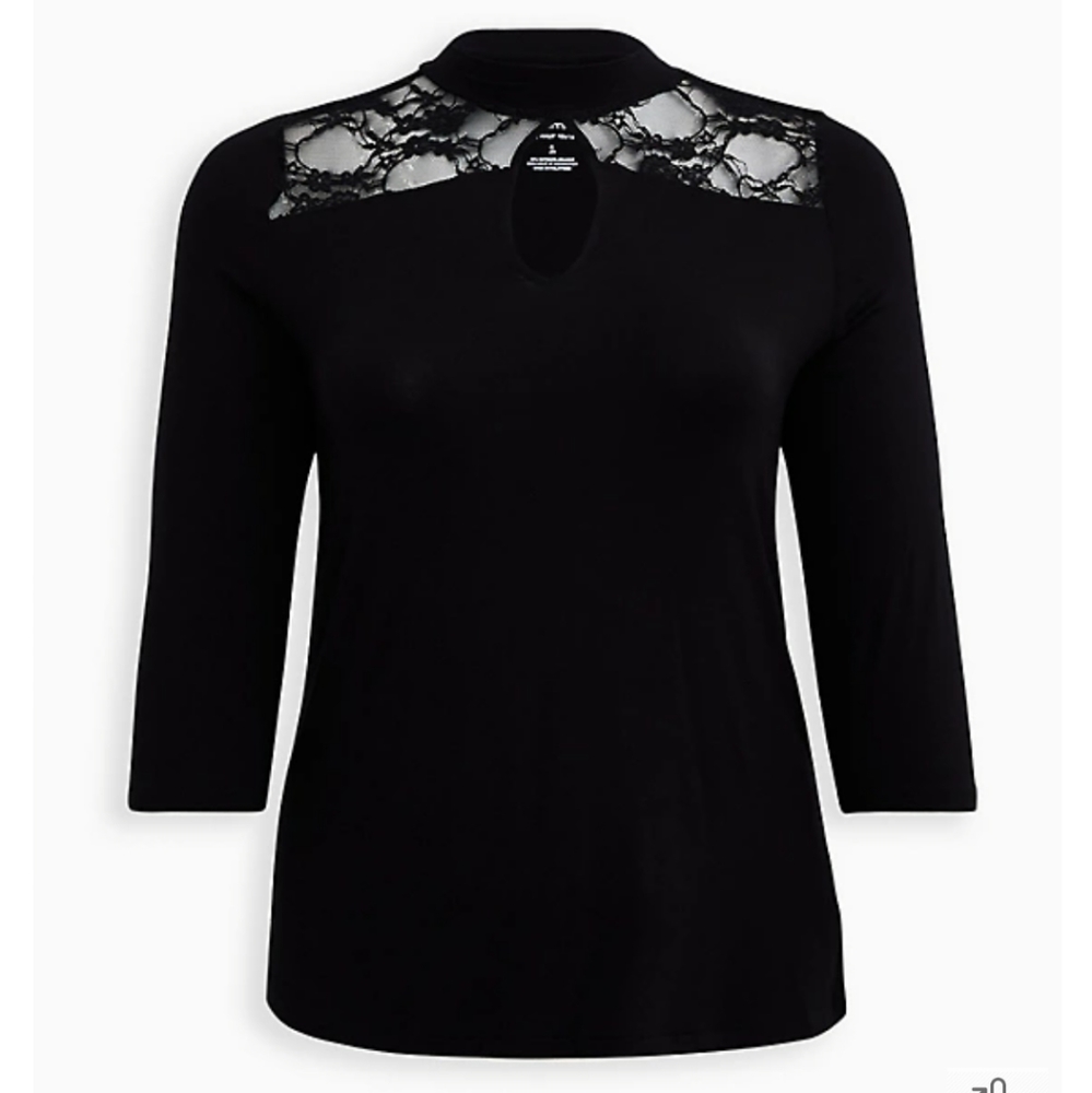 Torrid Black Lace Neck Top